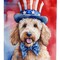 Edge Collections - 11.25" X 15.50" - Multicolor - Goldendoodle Patriotic American Decorative Banner - 1 Piece